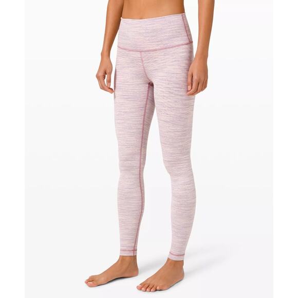 Lululemon Wunder Under HR Tight 28"*Luon Womens Size 8 Pink Yoga EUC - Picture 1 of 10
